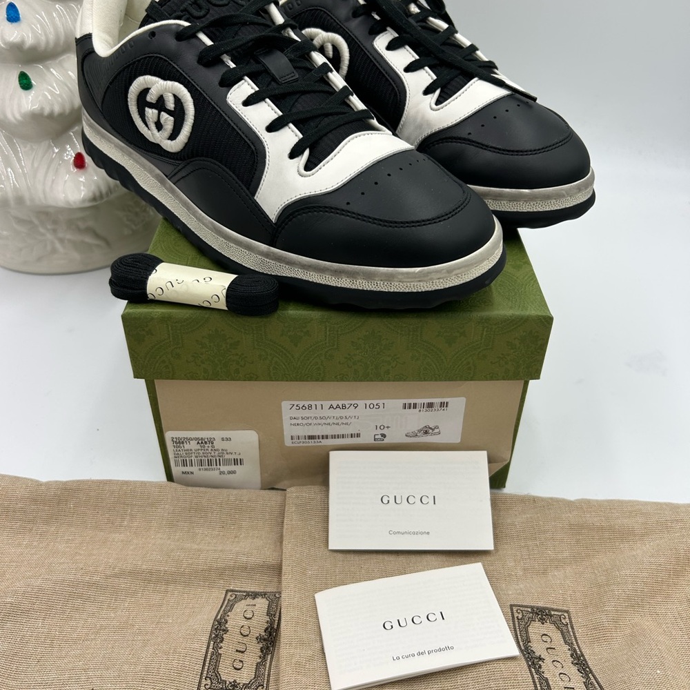 Men's Gucci  Mac 80 Leather distressed low top sneakers size 10.5 made in Italy - Picture 4 of 11